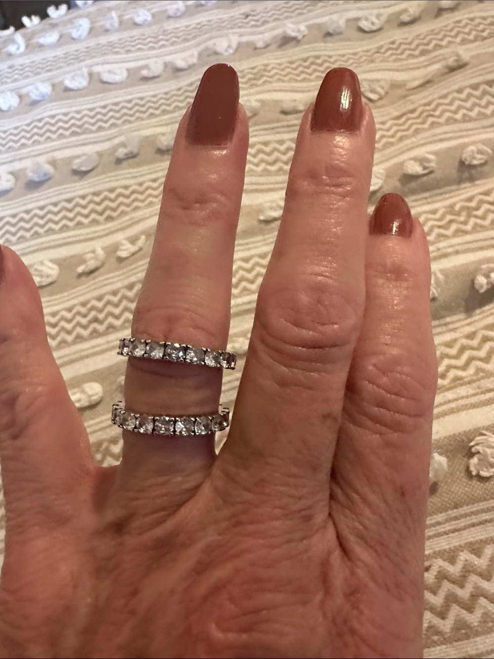 Silver Crystal Double Band Ring - Women Jewelry